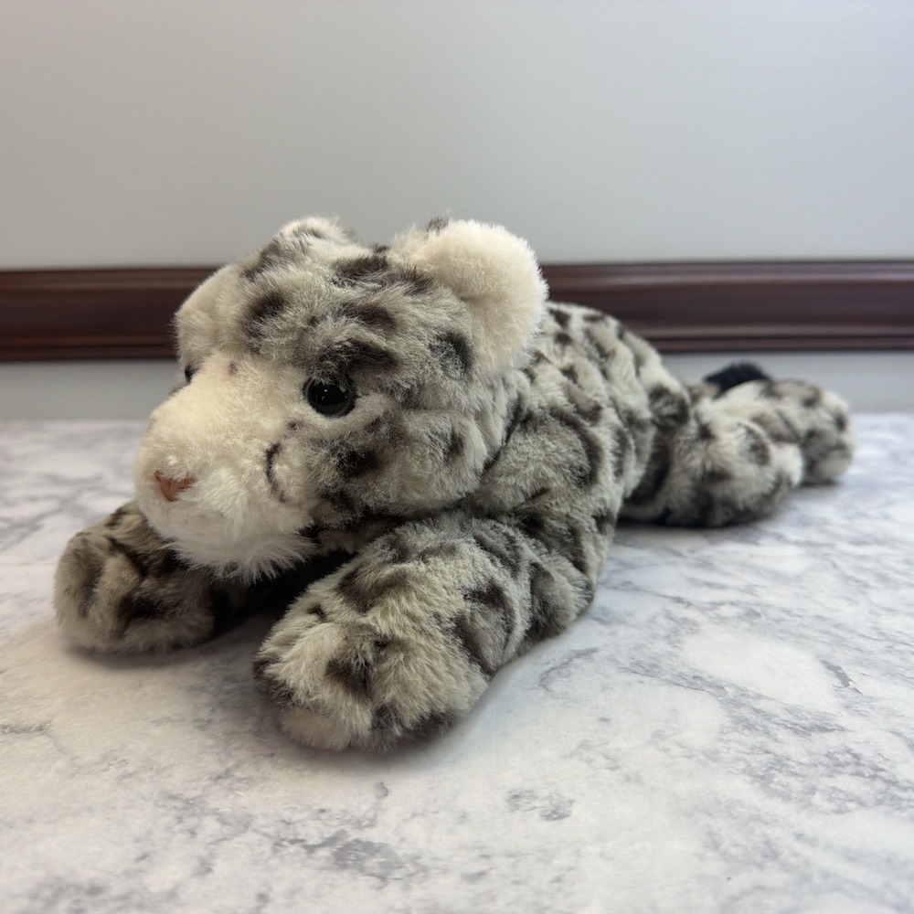 FAO Schwartz Plush Snow Leopard Realistic Stuffed Animal Endangered 14" Soft Toy